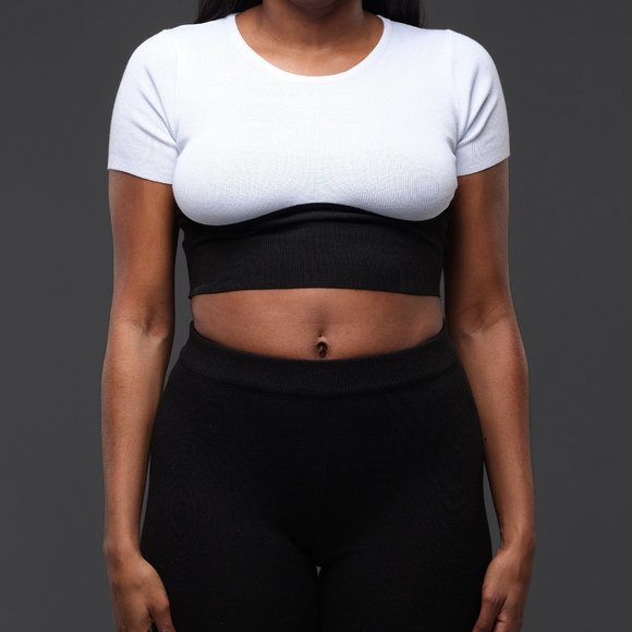 2 Piece Color Black Crop and Legging Set - Picture 1 of 4